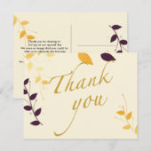 エレガントな紫の金色の葉 感謝のポストカード ポストカード (正面/裏面)