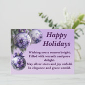 エレガントな紫の飾り　ホリデー　グリーティングカード シーズンカード (スタンド正面)