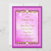 エレガントな紫ピンクゴールドの写真誕生日パーティー 招待状 (正面)