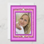 エレガントな紫ピンクゴールドの写真誕生日パーティー 招待状 (裏面)