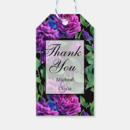 エレガントな紫マジェンタの水彩花卉 ギフトタグ