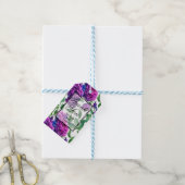 エレガントな紫マジェンタピンクの水彩絵のぼたん ギフトタグ (より糸付き)