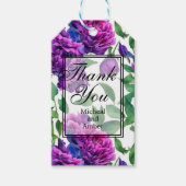 エレガントな紫マジェンタピンクの水彩絵の芍薬 ギフトタグ (正面)