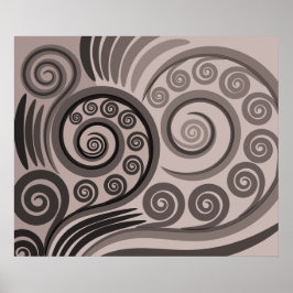 エレガントな紫灰色のシダの葉のカール ポスター