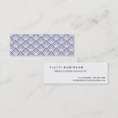 エレガントな紫色およびティール(緑がかった色)の幾何学的なジグザグ形シェブロン スキニー名刺 (正面/裏面)