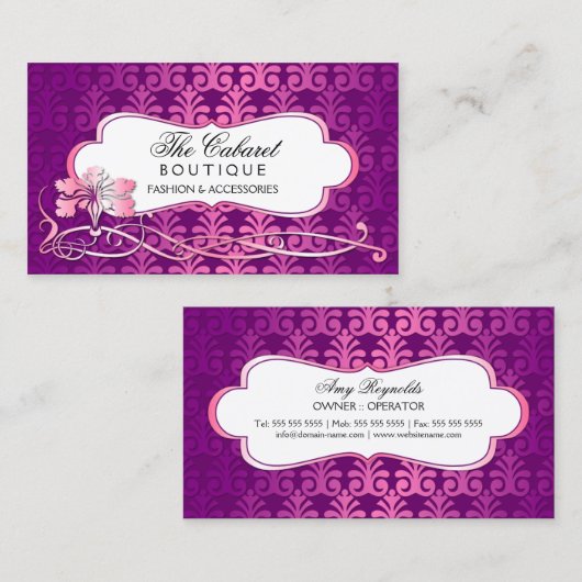 エレガントな紫色およびピンクのきらめく 名刺 (正面/裏面)