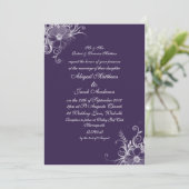 エレガントな紫色および白い花の結婚式招待状 招待状 (スタンド正面)