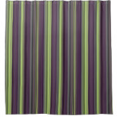 エレガントな紫色および緑のストライブ柄 シャワーカーテン (正面)