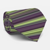 エレガントな紫色および緑のストライブ柄 ネクタイ (ロール)