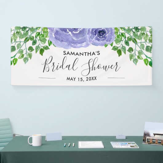 エレガントな紫色によっては|のブライダルシャワーが開花します 横断幕 (トレードショー)