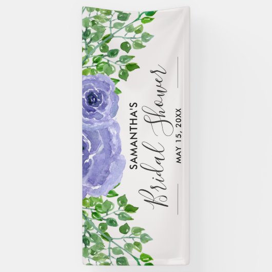 エレガントな紫色によっては|のブライダルシャワーが開花します 横断幕 (縦)