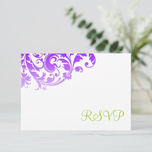 エレガントな紫色のグラデーションな華麗さRSVP 出欠カード (スタンド正面)