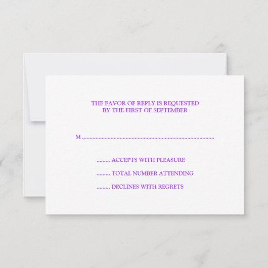 エレガントな紫色のグラデーションな華麗さRSVP 出欠カード (裏面)