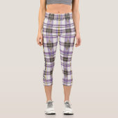 エレガントな紫色のスコットランドの格子模様 カプリレギンス (正面)