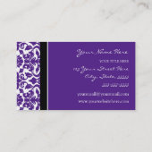 エレガントな紫色のダマスク織の名刺 名刺 (裏面)