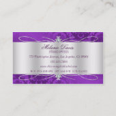 エレガントな紫色のダマスク織の渦巻 名刺 (裏面)