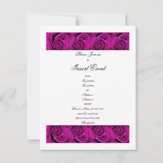 エレガントな紫色のバラのバラ 招待状 (裏面)