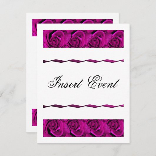 エレガントな紫色のバラのバラ 招待状 (正面/裏面)