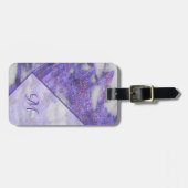 エレガントな紫色のピンクのグリッターの幾何学的なモノグラム ラゲッジタグ (正面横)