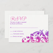 エレガントな紫色のピンクの華麗さバルミツワーRSVP 出欠カード (正面/裏面)