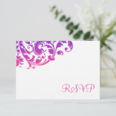 エレガントな紫色のピンクの華麗さRSVP 出欠カード (スタンド正面)