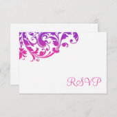 エレガントな紫色のピンクの華麗さRSVP 出欠カード (正面/裏面)