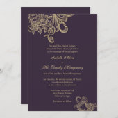 エレガントな紫色のプラム華麗さの結婚式は名前を育てます 招待状 (正面/裏面)