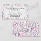 エレガントな紫色のヨガは単語の雲パターンを置きます 名刺 (正面/裏面)