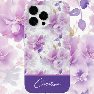 エレガントな紫色のライラックの水彩花柄デザイン Case-Mate iPhone 14 PRO MAXケース