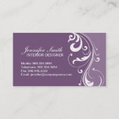 エレガントな紫色の名刺 名刺 (裏面)