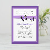 エレガントな紫色の女性誕生日の招待状 招待状 (スタンド正面)
