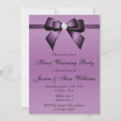 エレガントな紫色の弓家の暖まるパーティー 招待状 (正面)