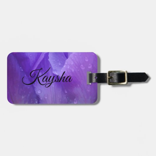 エレガントな紫色の水彩画のチューリップの写真 ラゲッジタグ (正面横)