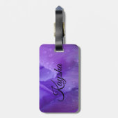 エレガントな紫色の水彩画のチューリップの写真 ラゲッジタグ (裏面縦)