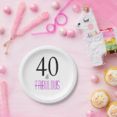 エレガントな紫色の第40誕生会の紙皿 ペーパープレート (パーティー)