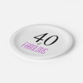 エレガントな紫色の第40誕生会の紙皿 ペーパープレート (アングル)