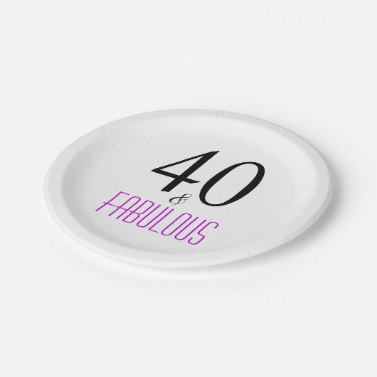 エレガントな紫色の第40誕生会の紙皿 ペーパープレート (アングル)