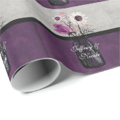 エレガントな紫色の花のメーソンジャーの結婚披露宴のギフト ラッピングペーパー (ロールコーナー)