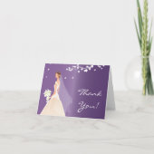 エレガントな紫色の花嫁はメッセージカード感謝していしています サンキューカード (正面)