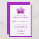 エレガントな紫色の蘭の結婚式招待状 招待状 (正面/裏面)