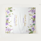 エレガントな紫色の金ゴールドの水彩画の花の結婚式 タペストリー (正面(横))