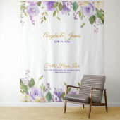 エレガントな紫色の金ゴールドの水彩画の花の結婚式 タペストリー (インサイチュ)
