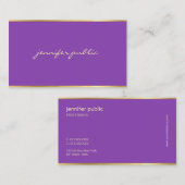 エレガントな紫色の金ゴールド手の原稿の芸術的なエリート 名刺 (正面/裏面)