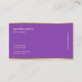 エレガントな紫色の金ゴールド手の原稿の芸術的なエリート 名刺 (裏面)