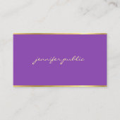 エレガントな紫色の金ゴールド手の原稿の芸術的なエリート 名刺 (正面)