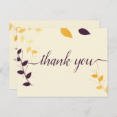 エレガントな紫色の金色の葉　ありがとうのポストカード ポストカード (正面/裏面)