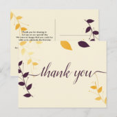 エレガントな紫色の金色の葉 ありがとう ポストカード (正面/裏面)