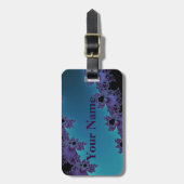 エレガントな紫色の青緑色のフラクタルのコレクション ラゲッジタグ (正面縦)