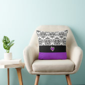 エレガントな紫色の黒いダマスク織 クッション (椅子)