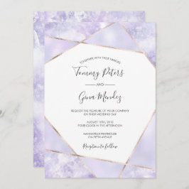 エレガントな紫色及び金ゴールドのGeometicの結婚式招待状 招待状